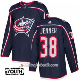 Barn Ishockey Blue Jackets Tröja Boone Jenner 38 Adidas 2017-2018 Marinblå Authentic
